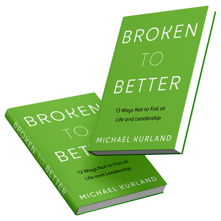 Book cover of Broken to Better, white big text on a bold green background.
